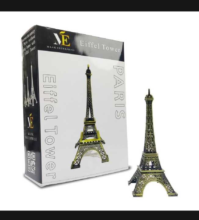 HT     Metal Eiffel 4 to 5 inch Figurine Metal Paris Eiffel Tower Metal Craft Famous Landmark Building Metal Statue For Gift & Home
