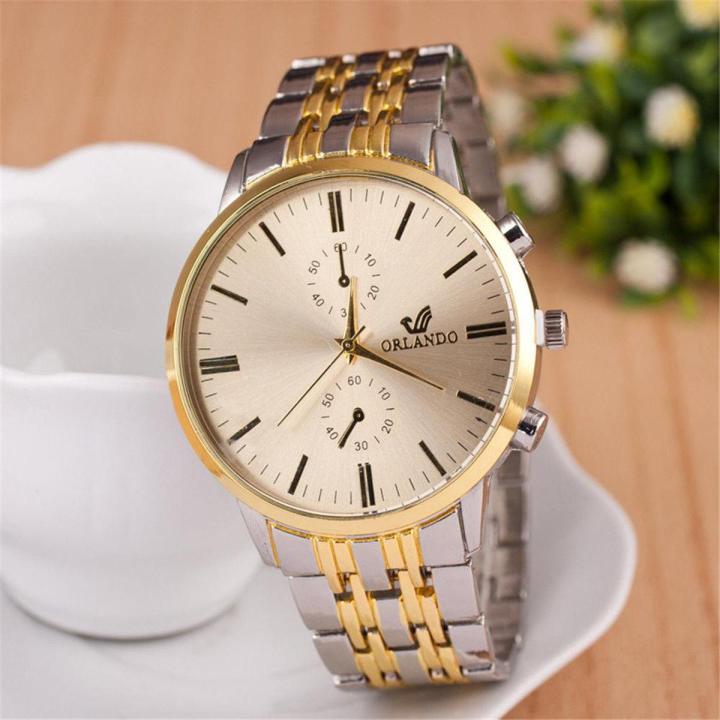 Men's Gold Steel Belt Orlando Watches Lady Simple Business  To Alloy Watch