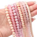 Pink Color Crystal Glass Beads Loose Space Beads for Bracelet Necklace DIY Jewelry Craft Making Accessories. 
