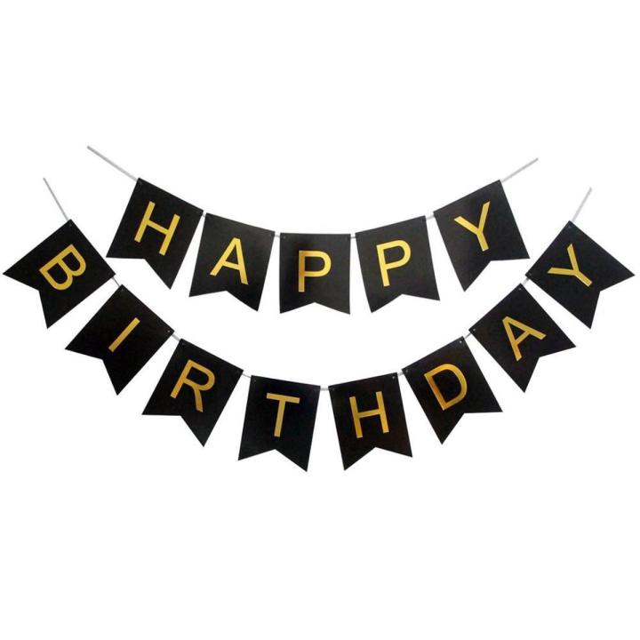 Happy Birthday Banner in black ,pink,light blue,white and rose gold