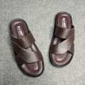 Men's Light Weight House Slippers - Black & Brown Comfortable Raxine. 