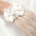 Elegant Mesh Bow Wedding Flower Girls Gloves Birthday Ceremony Party Lace Pearl Child Girl Princess Gloves. 