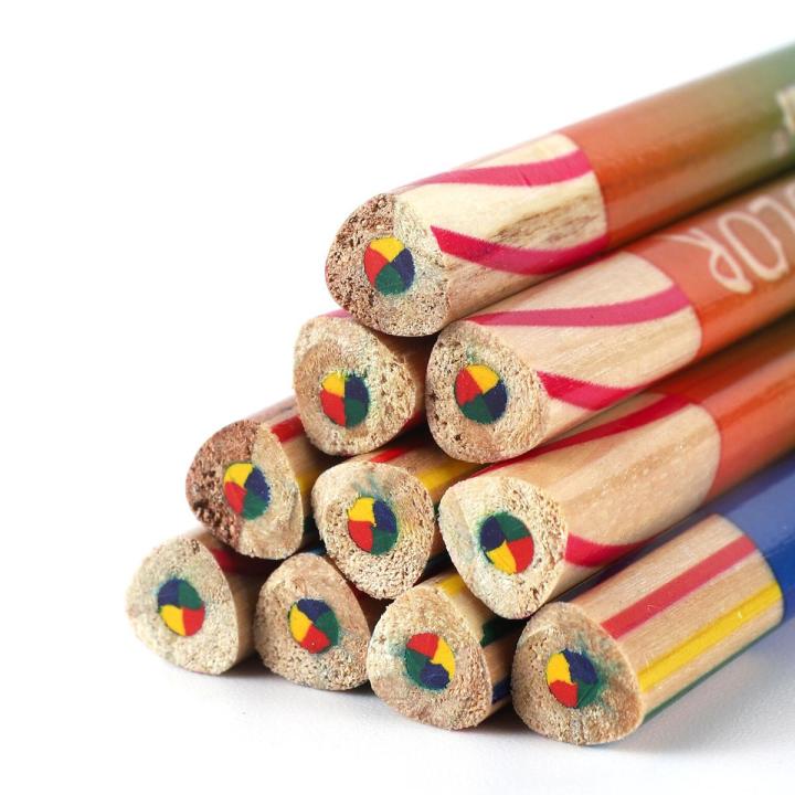 2 Pcs Colorful Pencil Rainbow Color Lead Pencil 4 Mixed Colors Multicolor Student DIY Graffiti Drawing Pencil For Children Kids