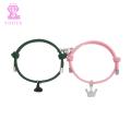Vogue Couples Bracelets Long Distance Relationship Matching Bracelets with Magnetic Clasp Romantic Crown Pendant Hand Robe Perfect Gift for Him Her Buyers' Favorite Anniversary Gift for Couples. 