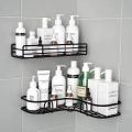 Imported Quality Japanese-style wrought iron bathroom shelf wall-mounted shower gel storage rack toilet free punch toiletry stand Bathroom shelf Corner Storage Rack Organizer. 