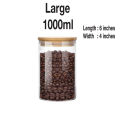 Glass Jar with bamboo Lid AIRTIGHT Canisters glass food storage jar with lids ( 1 piece price  ,  1000ml - 600ML - 450ML - 750 ml  ( check variation )  are perfect to store cookies, candy, flour, beans, spice, cereals etc.1000ml - 600ML - 450ML - 750 ml. 