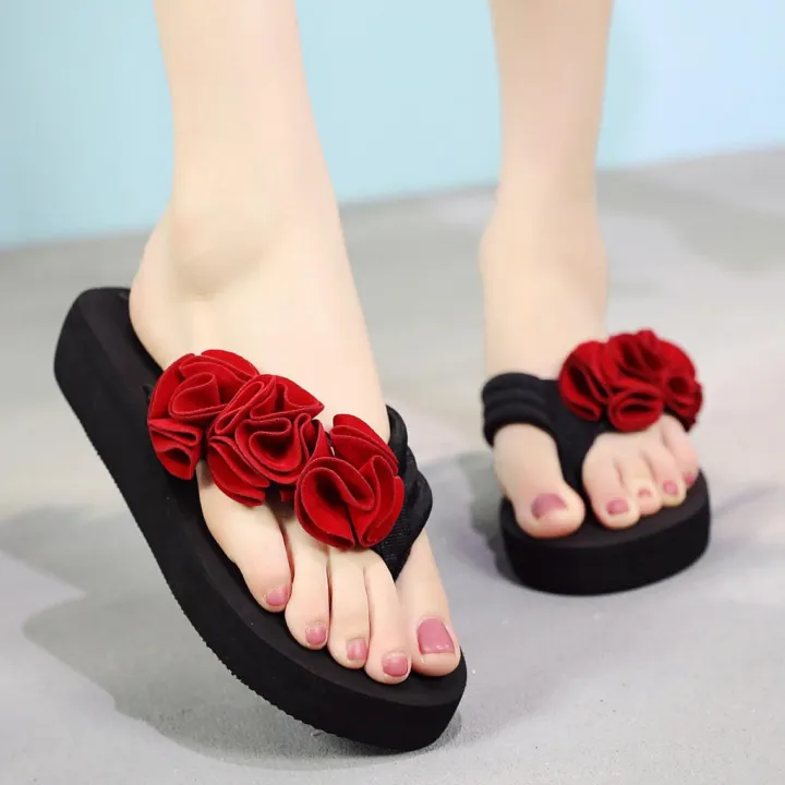 OIMG%20Korean%20For%20Summer%20Fashion%20Women'S%20Flower%20Clip%20Toe%20Flip%20Flops%20Non-Slip%20Wedges%20Beach%20Slippers%20Wedge%20Sandals%20Female%20Women%20Shoes%20-%20Image%203
