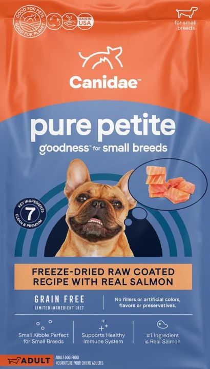 Canidae Pure Grain Free Petite Small Breed Limited Ingredient Diet Raw Coated with Fresh Salmon Dry Dog Food,  500 grams bag