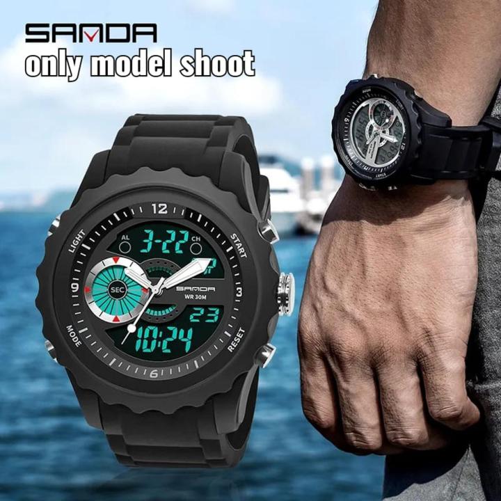ORIGINAL WATCH  ANALOG ND DIGITAL DUAL TIME  DATE TIME ALARM STOP WATCH