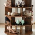 Wooden 4-Tier Revolving Shoe Rack Storage Organizer - Shoe Cabinet Rotating Shoe Rack for Entryway Living Room Hallway. 
