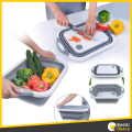 Collapsible Cutting Board with Colander - Foldable Multi-function Kitchen Plastic Silicone Dish Tub - Washing and Draining Veggies Fruits Food Grade Sink Storage Basket- Multicolor. 