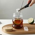 Techmanistan 500ml Glass Cups with Bamboo Lids and Glass Straw, Round Glass Mug With Handle, Straw & Wooden Lid, Drinking Glass, Adorable Glass Cups with Lids and Straw, Glass Tumbler Coffee Cup Coffee Mug. 