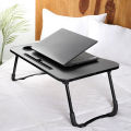 New Fold-able Wooden Portable Laptop Table Fold-able Dormitory Bed Laptop Desk breakfast table gaming table office desk portable breakfast table reading desk home and office desk foldable table multipurpose cup holder an notebook stand. 