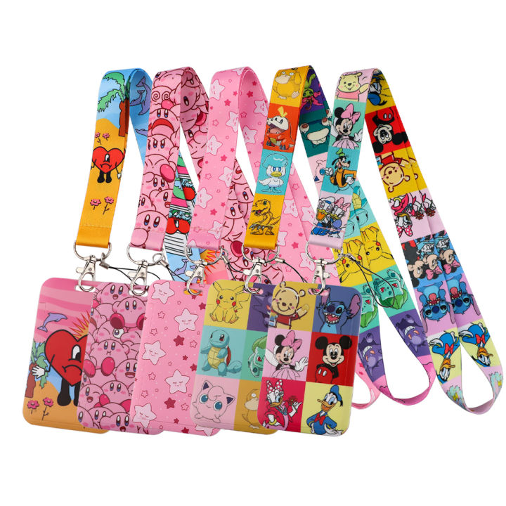 Kirby Cute Neck Straps ID Credit Card Cover Pass Mobile Phone Charm Lanyard For Keys Chain Badge Key Holder Key Ring Accessories