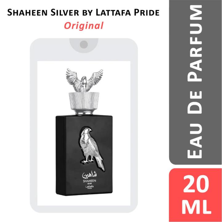 Shaheen Silver Lattafa Pride Perfumes 20ml EDP for women and men Discovery Pack Travel
