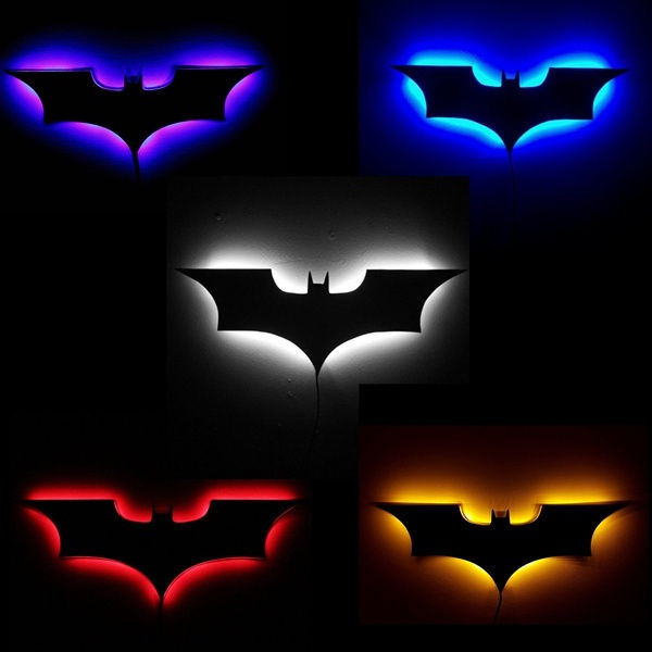 RGB 7 colours 3D Batman Led Wall Lamp With Remote - Gaming Decor - ZF DMart room decor - Color Black