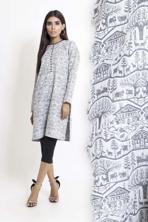 EGO Fall Collection 2019  Rural  Grey Unstitched - 1 PCs Suit for Women