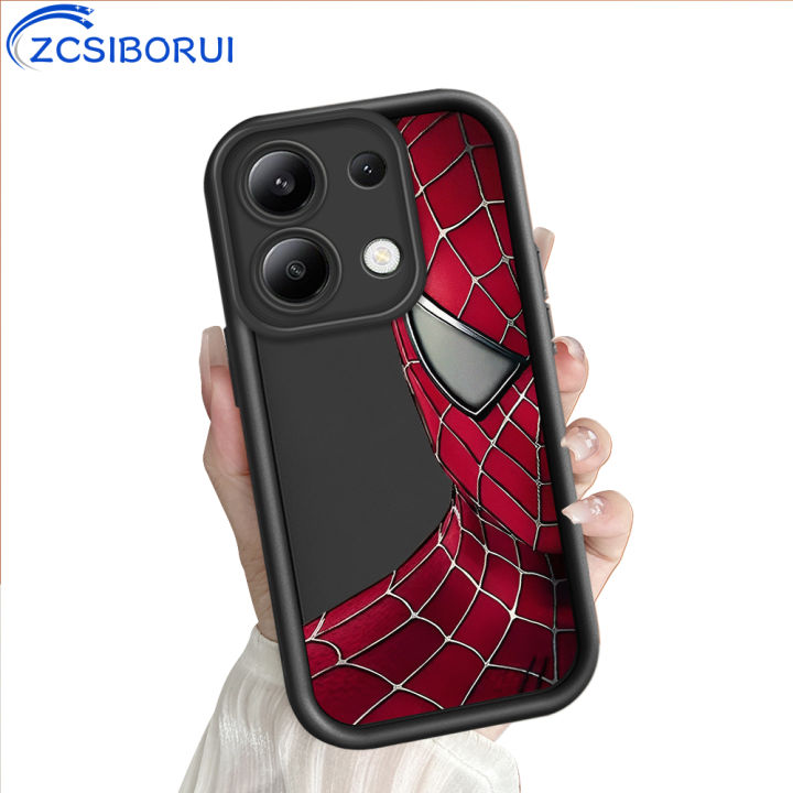 ZCSIBORUI for Redmi Note 13 4G Back Cover Spider-Man Pattern Soft Camera Protection Rubber Square Ladder Phone Case