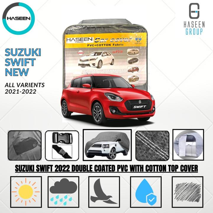 SUZUKI SWIFT NEW CUSTOM SIZE TOP COVER PVC WITH COTTON FABRIC PLASTIC COVER WATERPROOF SCRATCH PROOF LARGE SIZE PREMIUM TOP COVER HIGH QUALITY GENIUNE CAR COVER LUXURY CAR COVER SUPER POLYESTER FABRIC PVC RUBBER COATED FABRIC
