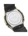 Casio G Shock 2100 Series Round Analog+Digital Gold Ion Plated Bazel World Time Stop Watch Hourly Time Signal Full Auto Calender 5 Daily Alarm Double LED Light Multi-Functions Black Resin Band Watch-GM-2100G-1A9DR. 