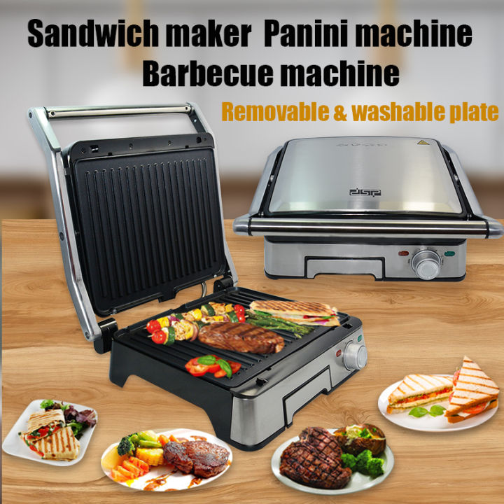 DSP%20Electric%20Indoor%20Panini%20Press%20Grill%20with%20Non-Stick%20Double%20Flat%20Cooking%20Plate%20-%20Image%206