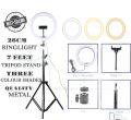 26cm RingLight With 7 Feet Stand And Phone Holder with Wired Remote Adjustable, Dimmable & 3 Colour Light Shades, 26cm Led Ring Light With 7ft Tripod Stand with USB plug for Photography, Videography, Selfie, Makeup, TikTok Ring Light.. 