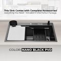 Life Style OBL – Premium Nano PVD Kitchen Sink (Black & Silver) with Accessories. 
