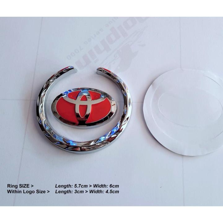 Toyota With Ring Style Red Chrome 1 piece Logo Metal Emblem Metal Body Monogram For Car Motorcycle Decorative Metal Marka Self Adhesive Metal Logo