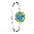 Starry Night Bracelet Van Gogh Art Picture 18mm Glass Cabochon Silver Plated Chain Bangle Classic Jewelry For Women Charm. 