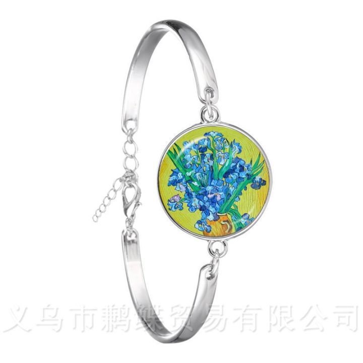 Starry%20Night%20Bracelet%20Van%20Gogh%20Art%20Picture%2018mm%20Glass%20Cabochon%20Silver%20Plated%20Chain%20Bangle%20Classic%20Jewelry%20For%20Women%20Charm%20-%20Image%203