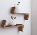 Elegant Design L Shape Wall Hanging Floating Shelves Set Of 2 Storage Shelf Wooden Shelves For Wall Home Decor Wall Mounted Rack MDF Wood Unique Floating Shelf, Kitchen Shelf, Wall Mounted Shelf High Quality Wall Mounted Wooden Shelves. 