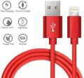 Lightning Cable 2A Fast Charging Cable for iphone – QC 3.0 High Nylon Braided Data Cable for Apple/iphone Devices - 1 Meter / Heavy Duty Metal Braided Lightning USB Charger Cable Fast Charging Cord compatible with iPhone Red. 