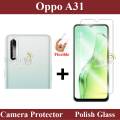 Oppo A31 Tempered Glass Screen Protector Polish Glass + Back Camera 9H Gorilla Flexible Protector For Oppo A31. 
