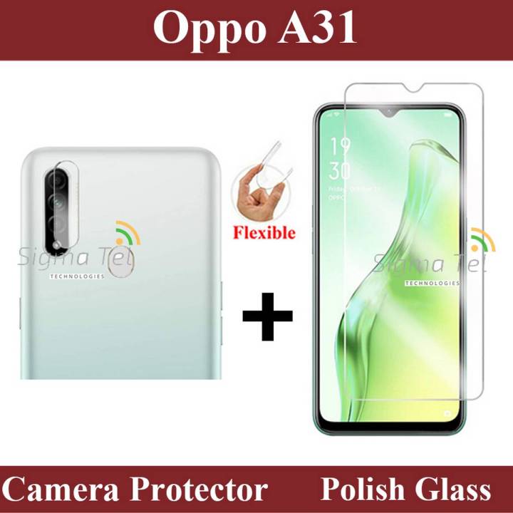 Oppo A31 Tempered Glass Screen Protector Polish Glass + Back Camera 9H Gorilla Flexible Protector For Oppo A31