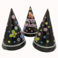 BLACK COLOR BUTTERFLY THEME BIRTHDAY PARTY CAPS - PACK OF 10 BIRTHDAY CAPS - BUTTERFLY BIRTHDAY CAPS. 