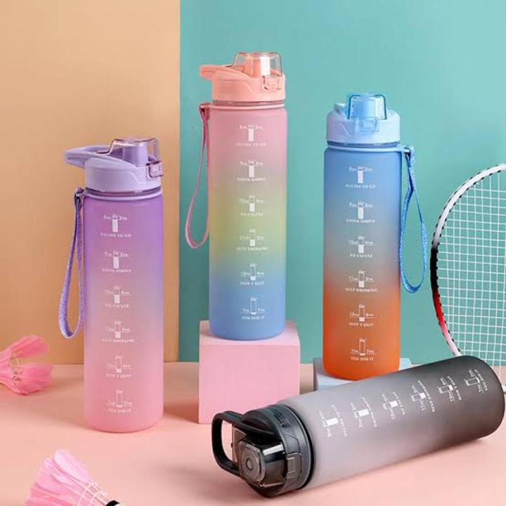 Cute water bottle 1000ml with strwa