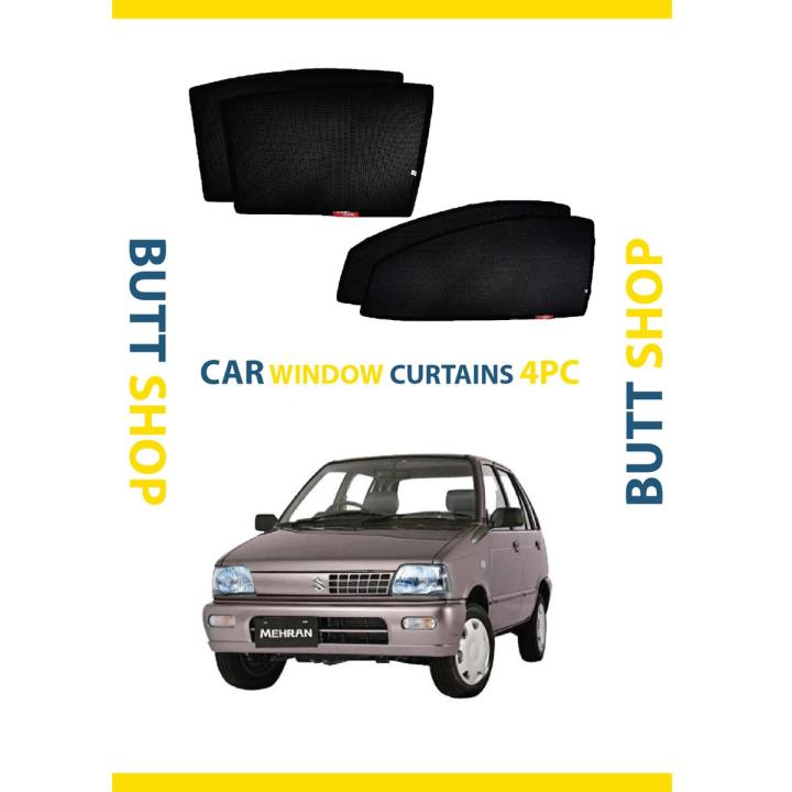 SUZUKI MEHRAN SUN SHADE / WINDOW CURTAINS (DARK) BLACK 4PCS | Daraz.pk