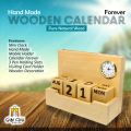 Gift City Presents Wooden Table Calendar with Clock and Pen + Visiting Card + Mobile Holder For Office. 
