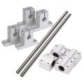 Horizontal 8mm Dia Linear Motion Ball Bearing Slide Bushing 200mm Linear Shaft Optical Axis with Rod Rail Support Set. 