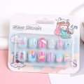 12pcs/Box Children Acrylic Nails Safe Non-Toxic Adhesive Nail DIY Artificial Fingernails for Girls Children's Day Gift. 