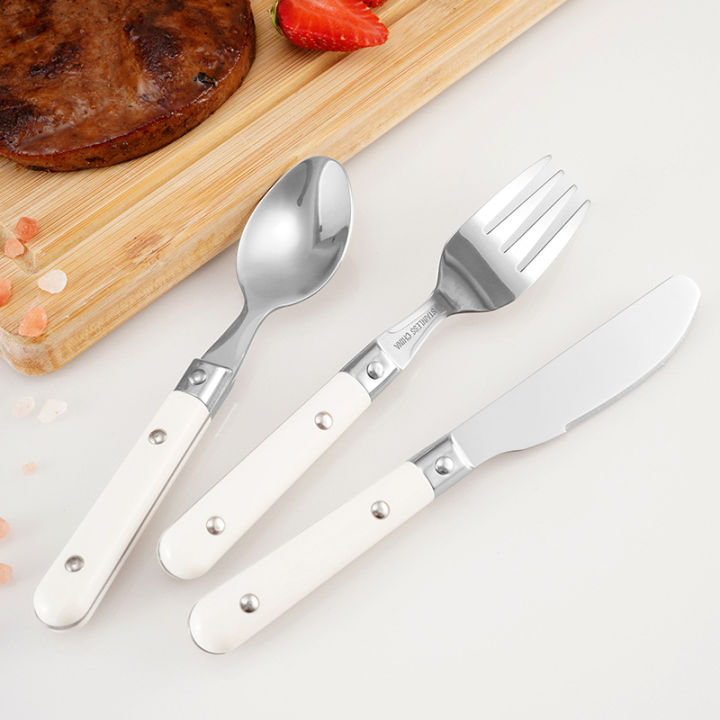 【HOT】 3Pcs/Set Portable Blockware Set For Children Cartoons Western Cutlery Set 304 Stainless Steel Knife Fork Spoon Dinner Tableware