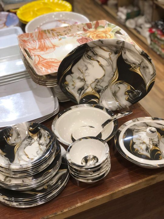 Premium Quality Melamine Dinner Set | Stylish & Unbreakable Dinnerware | Lightweight & Durable Melamine Plates and Bowls | 30-Piece Melamine Dinner Set 100% Double glaze for Daily Use | Elegant Unbreakable Crockery for Every Occasion