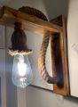 Pair of Rustic Rope Solid Grains Wood Wall Lamp. 