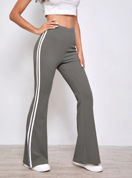 Striped Tape Side Flare Leg Tights