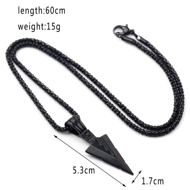Wholesale Hiphop Jewelry Punk black Arrow Pendant Necklaces For Men