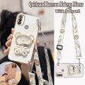 Powerlus G97 E7 P E20 E pull Moto suitable for Motorola stand protective shell mirror lanyard electroplating hand quicksand raccoon makeup G8 E7 G22 G10 protective case. 