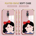 (Free Lanyard) Luxury 6D Plating Case for Redmi K20 Phone Cases Bow Girl Side Print Soft Silicone Square Back Cover. 