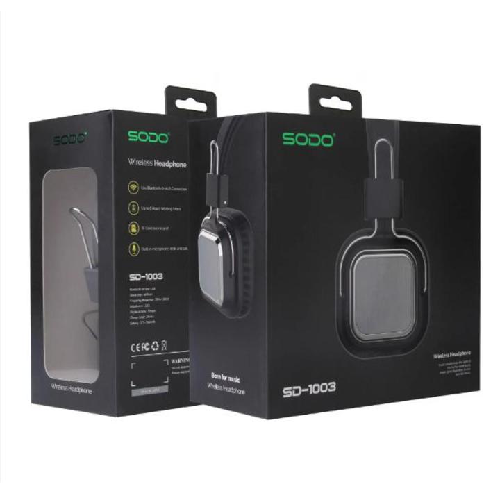SODO SD-1003 Wireless Headphones Foldable Bluetooth 5.0 Stereo Headset with Mic Support TF Card Check Quality Send him Bluetooth 5 Dual Mode Wired + Wireless Headphone AUX TF Card FM