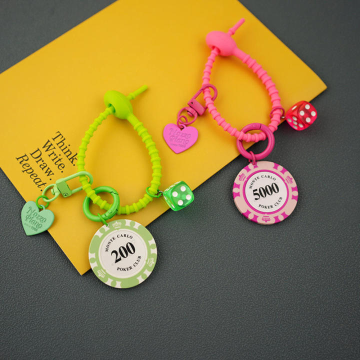 Creative Chip Keychain Eye-Catching Compact Colorful Number Plate Pendant Trendy Lightweight Dice Decoration for Gift Use