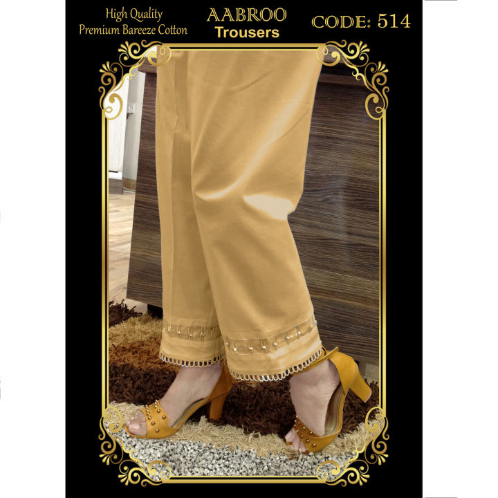 TROUSERS%20For%20Ladies-Summer%20Pure%20Breeza%20Cotton%20Trousers%20for%20Women%20Girls%20White%20&%20Black%20D514%20-%20Image%204